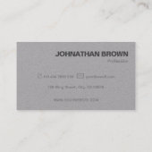 Elegante Klassieke Eenvoudige Grijze Kraftpapier-D Visitekaartje (Achterkant)