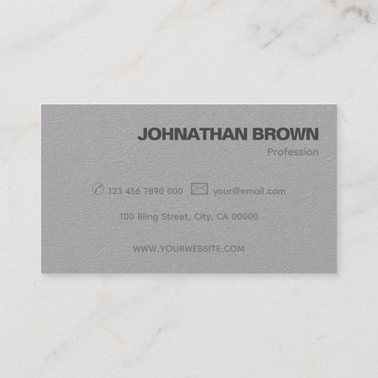 Elegante Klassieke Eenvoudige Grijze Kraftpapier-D Visitekaartje (Achterkant)