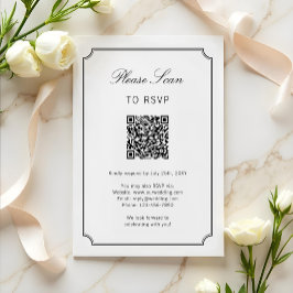 Elegante klassieke eenvoudige witte zwarte frame Q RSVP Kaartje