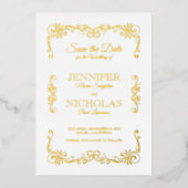 Elegante klassieke en vintage formele bruiloft folie uitnodiging (Voorkant)