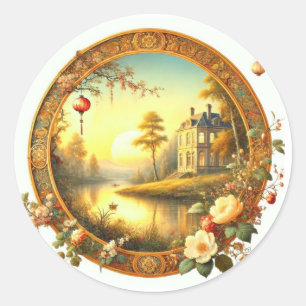 Elegante klassieke esthetiek - tijdloze schoonheid ronde sticker