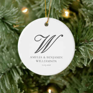 Elegante Klassieke Familie Monogram Minimalistisch Keramisch Ornament