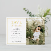 Elegante klassieke folie gestempeld foto Save the Uitnodiging (Staand Voorkant)