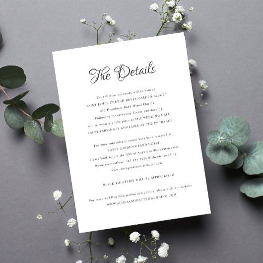 Elegante klassieke formele kalligrafie bruiloft de informatiekaartje