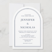 Elegante Klassieke Formele Marine Blauwe bruiloft Kaart (Voorkant)