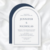 Elegante Klassieke Formele Marine Blauwe bruiloft Kaart