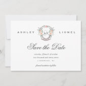 Elegante Klassieke Formele Monogram Bloemenbruilof Save The Date (Voorkant)