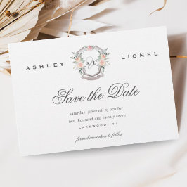 Elegante Klassieke Formele Monogram Bloemenbruilof Save The Date