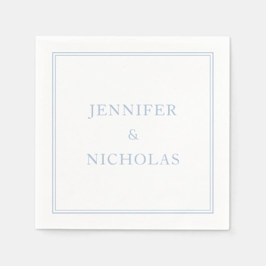 Elegante Klassieke Formele Poederblauwe Bruiloft Servet (Voorkant)