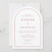 Elegante klassieke formele roze bruiloft kaart (Voorkant)