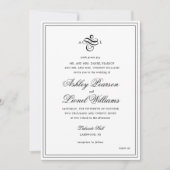 Elegante klassieke formele script monogram bruilof kaart (Voorkant)