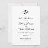 Elegante klassieke formele script monogram bruilof save the date (Voorkant)