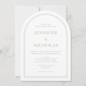 Elegante klassieke formele wijze groene bruiloft kaart (Voorkant)