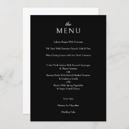 Elegante klassieke formele zwart bruiloft diner menu