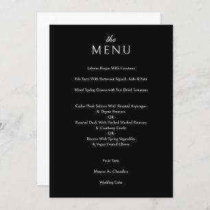 Elegante klassieke formele zwart bruiloft diner menu