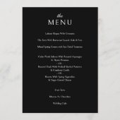 Elegante klassieke formele zwart bruiloft diner menu (Voorkant)