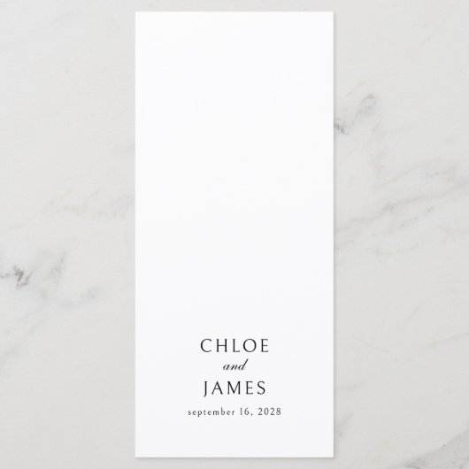 Elegante klassieke formele zwart bruiloft diner menu (Achterkant)