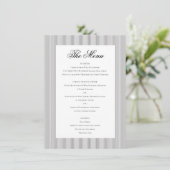 Elegante klassieke formele zwart wit bruiloft dine menu (Staand voorkant)
