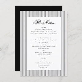 Elegante klassieke formele zwart wit bruiloft dine menu