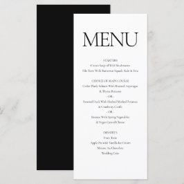 Elegante klassieke formele zwart wit bruiloft dine menu