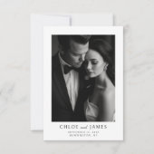 Elegante klassieke formele zwart wit bruiloft foto bedankkaart (Voorkant)