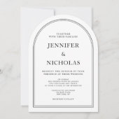 Elegante klassieke formele zwart-witte bruiloft kaart (Voorkant)