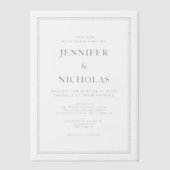 Elegante klassieke formele zwart-witte bruiloft vellum uitnodigingen (Voorkant)