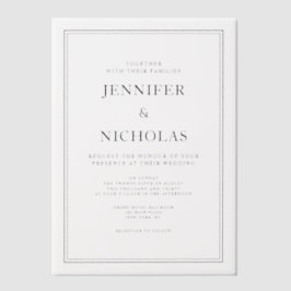 Elegante Klassieke Formele Zwarte En Witte Trouwda Vellum Uitnodigingen
