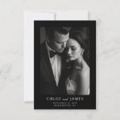 Elegante klassieke formele zwarte foto bruiloft bedankkaart (Voorkant)