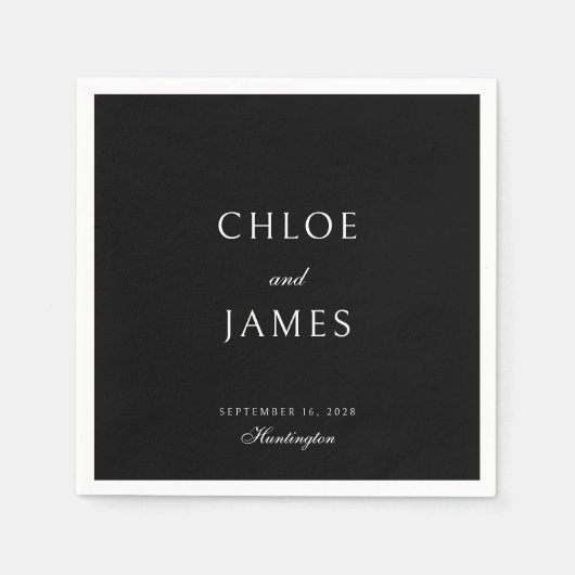 Elegante klassieke formele zwarte namen bruiloft servet (Voorkant)