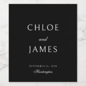 Elegante Klassieke Formele Zwarte Namen Trouw  Wijn Etiket (Enkel label)