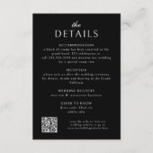 Elegante klassieke formele zwarte QR code bruiloft Informatiekaartje (Voorkant)