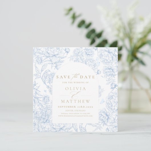Elegante Klassieke Franse Bloem Save The Date (Staand voorkant)
