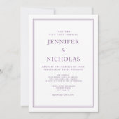 Elegante klassieke Franse Lila bruiloft Kaart (Voorkant)