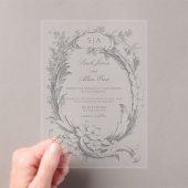 Elegante klassieke Franse rococo floraal Acryl Uitnodigingen (Insitu (Draagbaar))