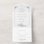 Elegante klassieke Franse rococo floraal All In One Uitnodiging (Binnen)