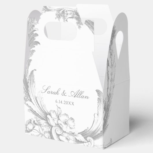 Elegante klassieke Franse rococo floraal Bedankdoosjes (Geopend)