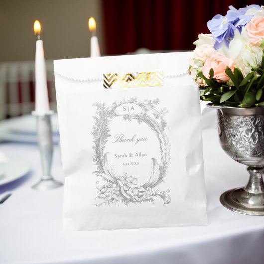 Elegante klassieke Franse rococo floraal Bedankzakje