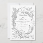 Elegante klassieke Franse rococo floraal Kaart (Voorkant)