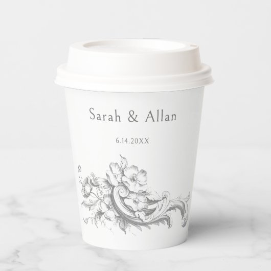 Elegante klassieke Franse rococo floraal Papieren Bekers (Voorkant)