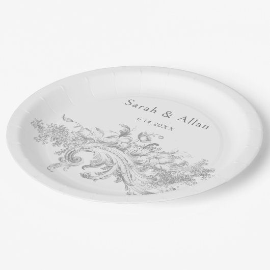 Elegante klassieke Franse rococo floraal Papieren Bordje (Gekanteld)