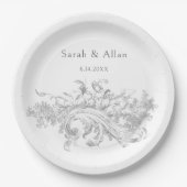 Elegante klassieke Franse rococo floraal Papieren Bordje (Voorkant)