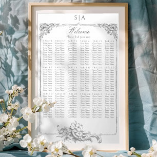 Elegante klassieke Franse rococo floraal Poster