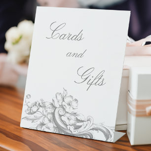 Elegante klassieke Franse rococo floraal Reclamebord Met Voetstuk