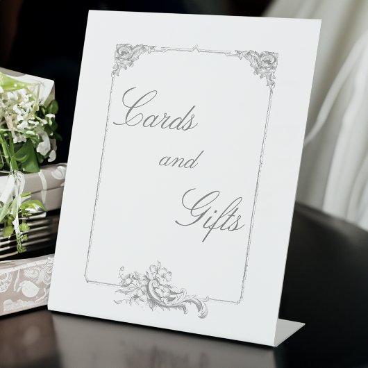 Elegante klassieke Franse rococo floraal Reclamebord Met Voetstuk