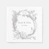 Elegante klassieke Franse rococo floraal Servet (Voorkant)