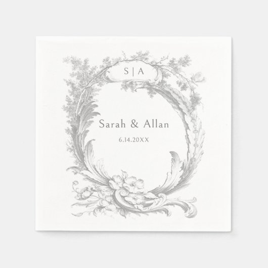 Elegante klassieke Franse rococo floraal Servet (Voorkant)