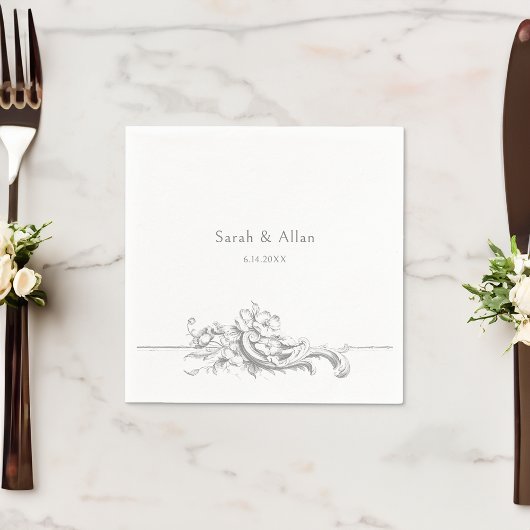 Elegante klassieke Franse rococo floraal Servet