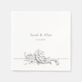 Elegante klassieke Franse rococo floraal Servet (Voorkant)