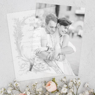 Elegante klassieke Franse rococo floraal Vellum Uitnodigingen